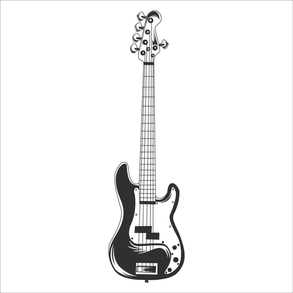 Retro Bass Guitar Vector, Vintage Bass Guitar stock Illustration vector