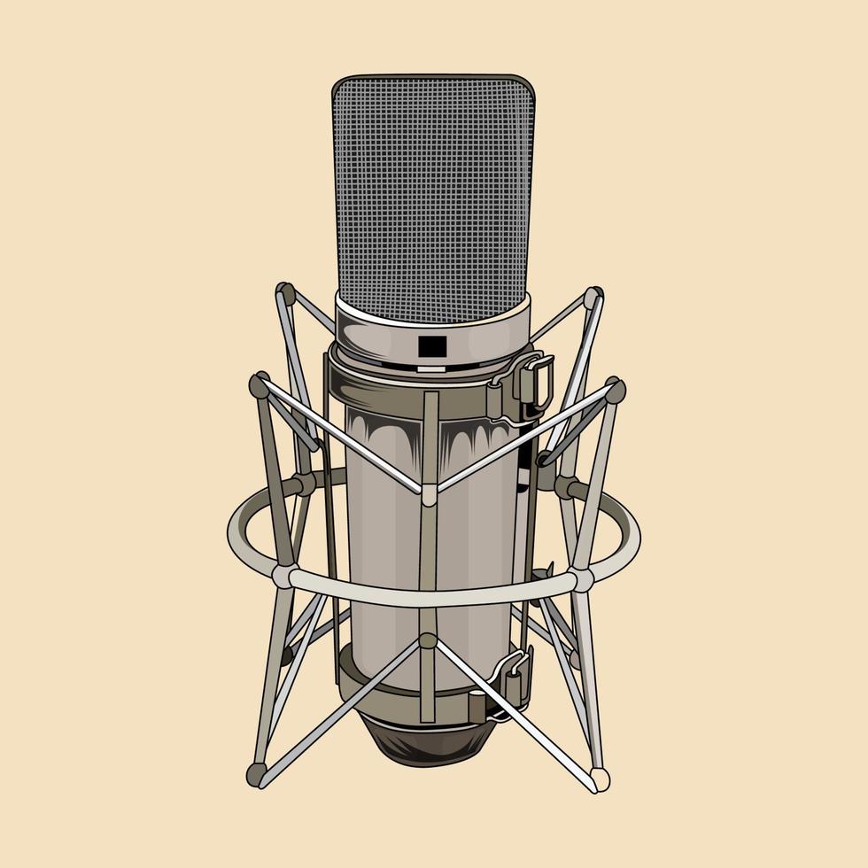 vector de micrófono vintage, ilustración de stock de micrófono retro