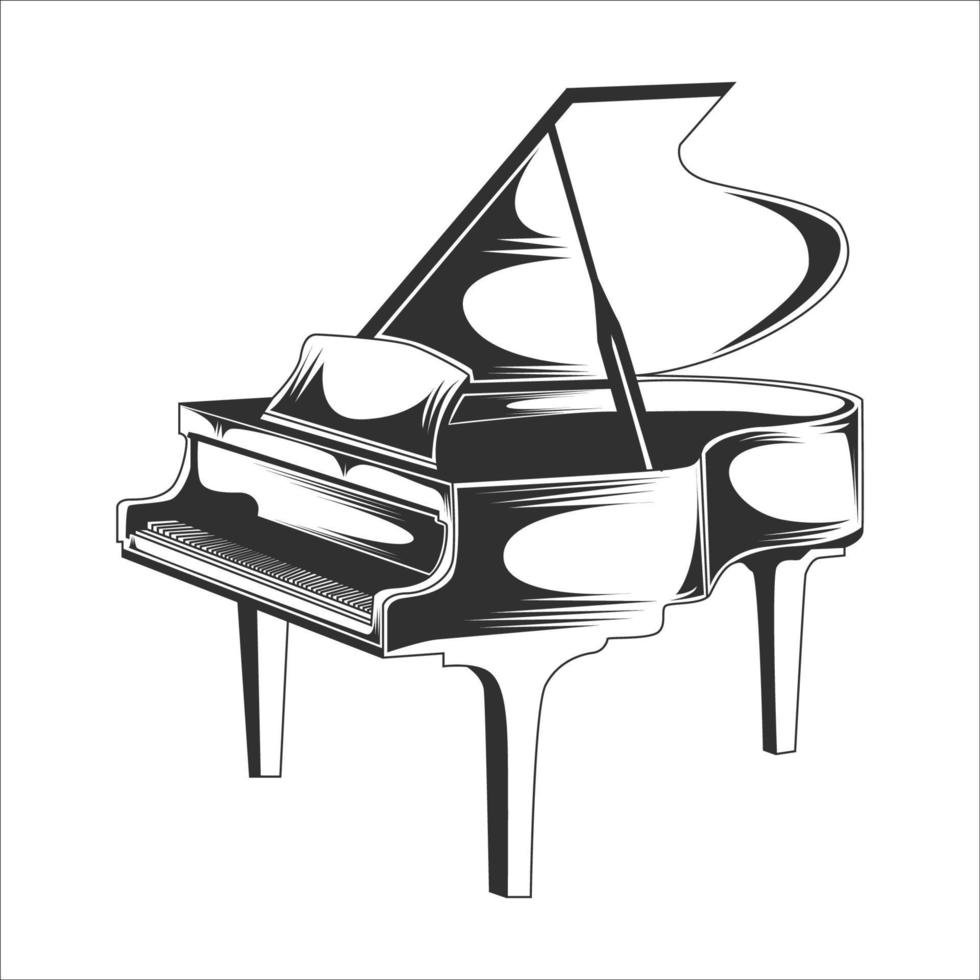 vector de piano retro, ilustración de piano vintage