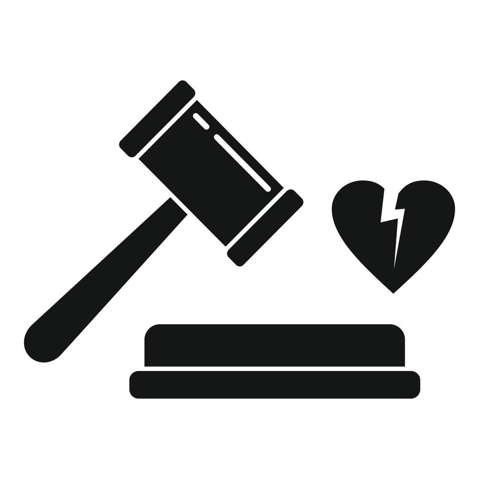 icono de divorcio de ruptura de juez, estilo simple vector