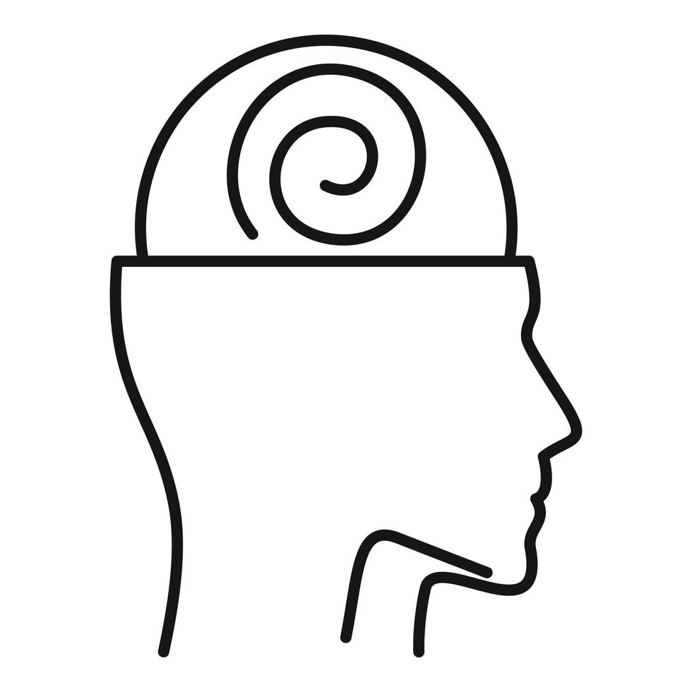 icono de hipnosis mental humana, estilo de contorno vector