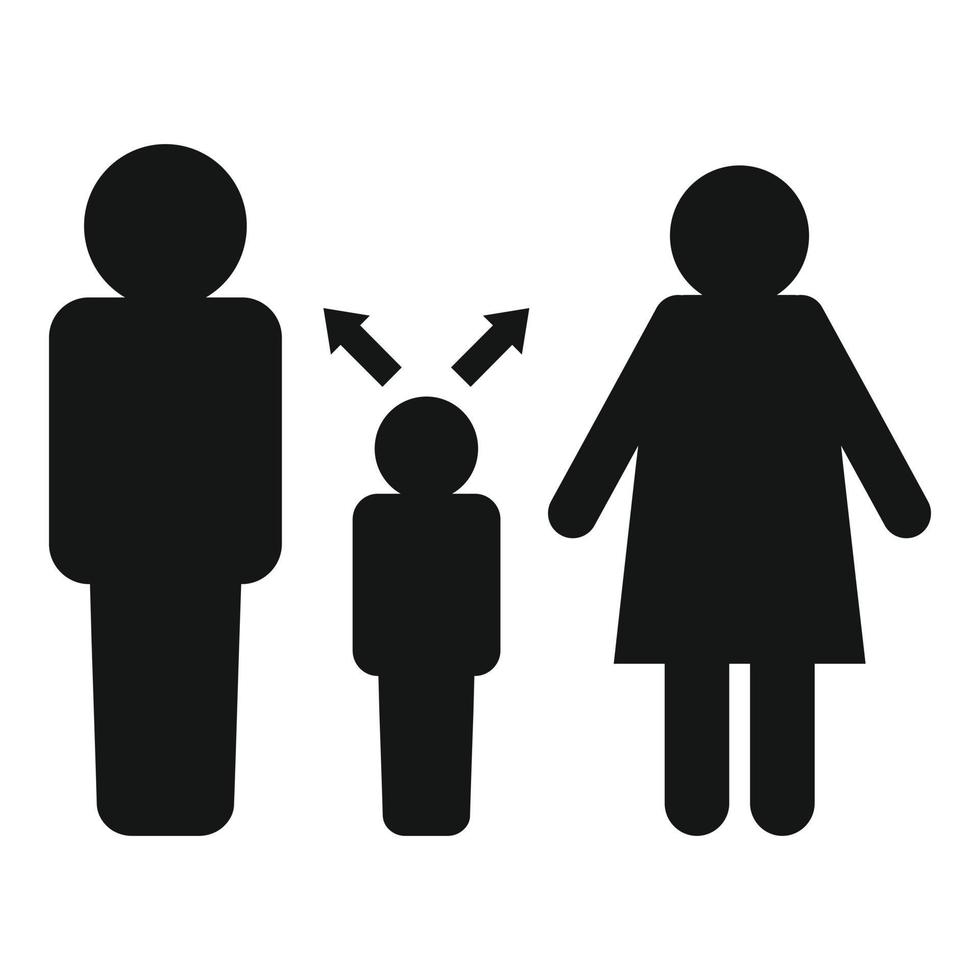 Kid after divorce icon, simple style vector