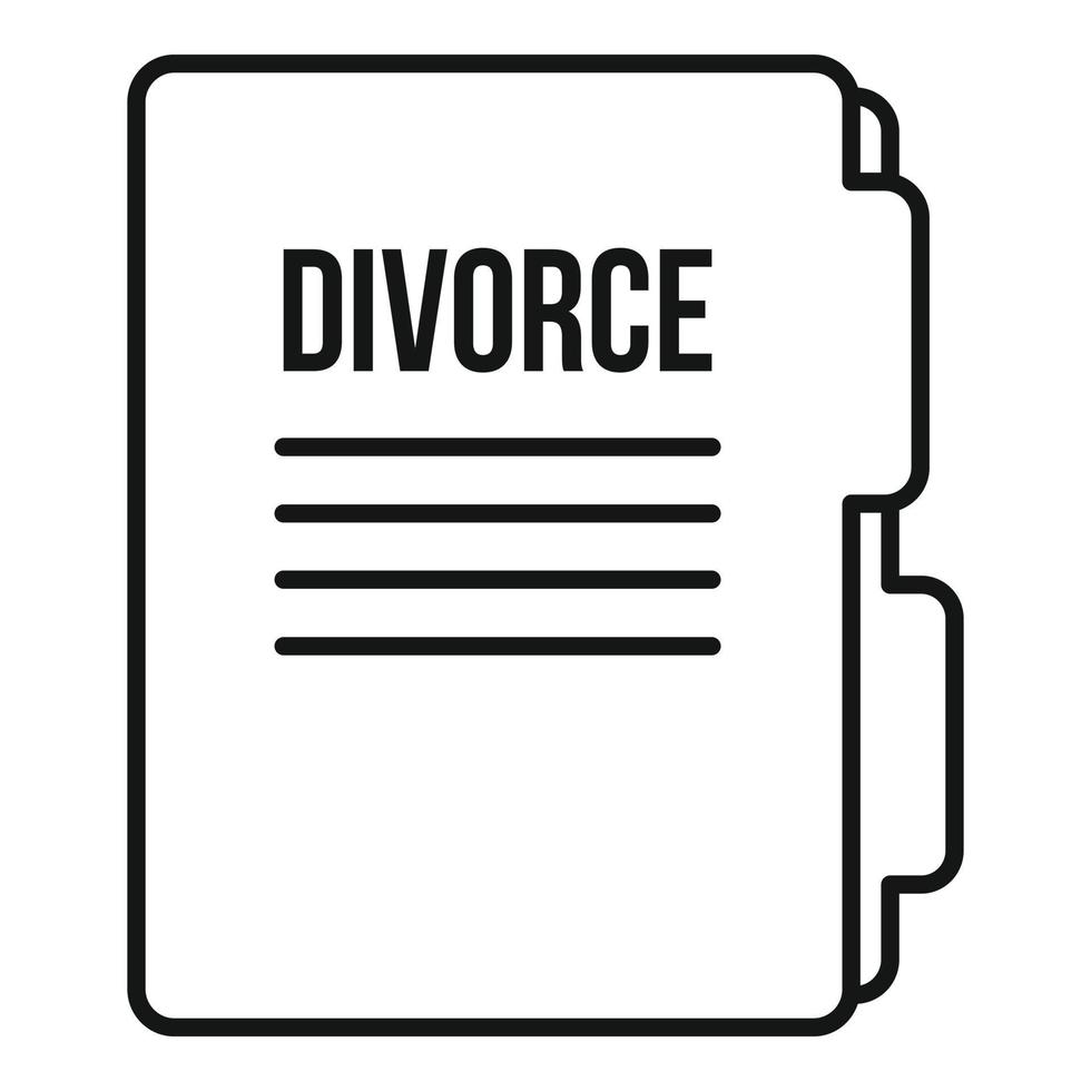 icono de carpeta de divorcio, estilo de esquema vector