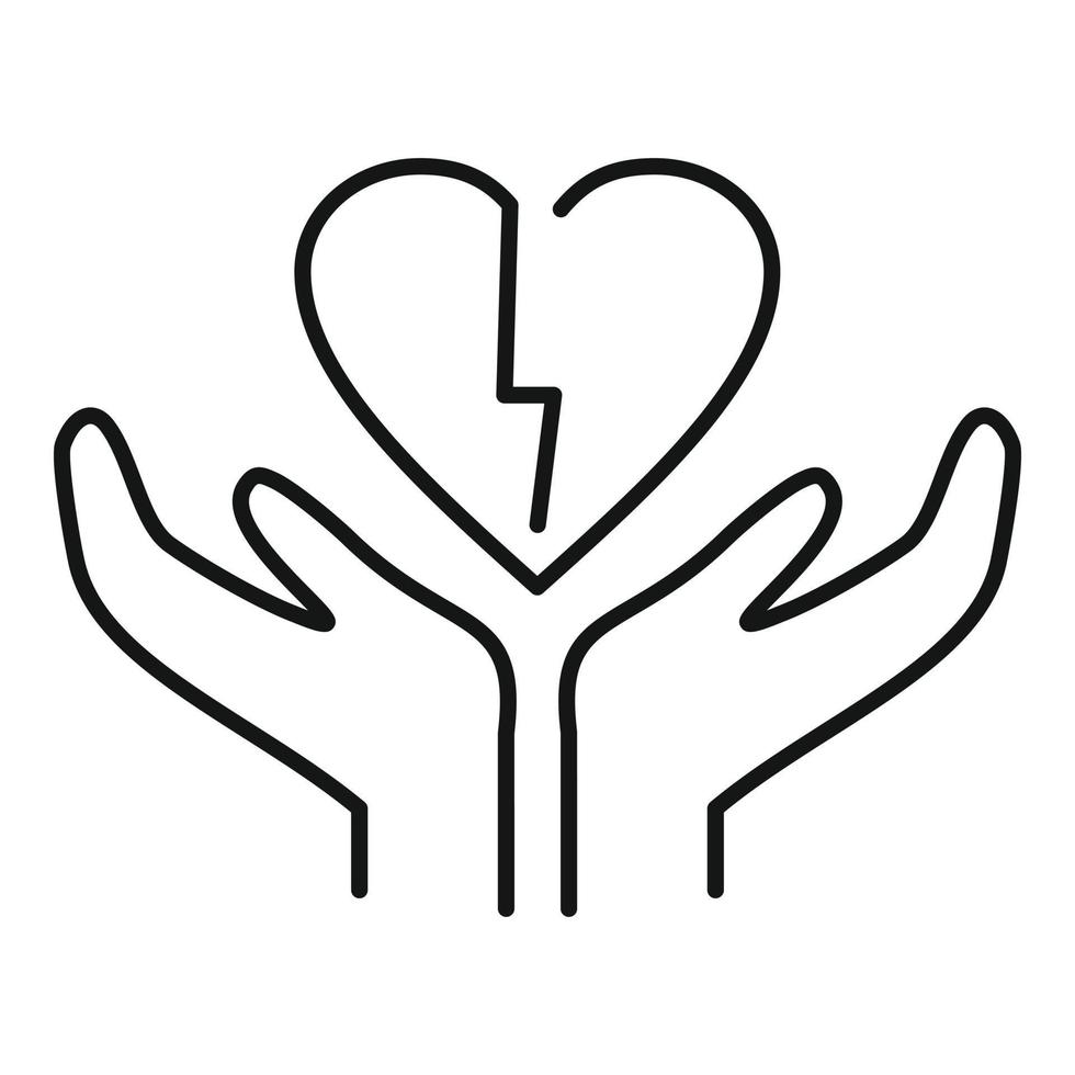 Divorce break heart icon, outline style vector