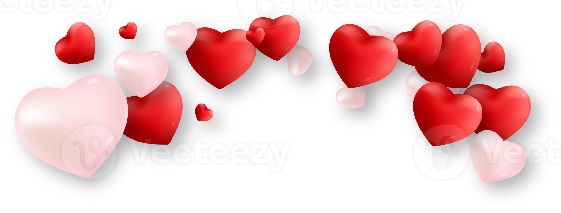 Red and Pink Love Hearts with Shadow png