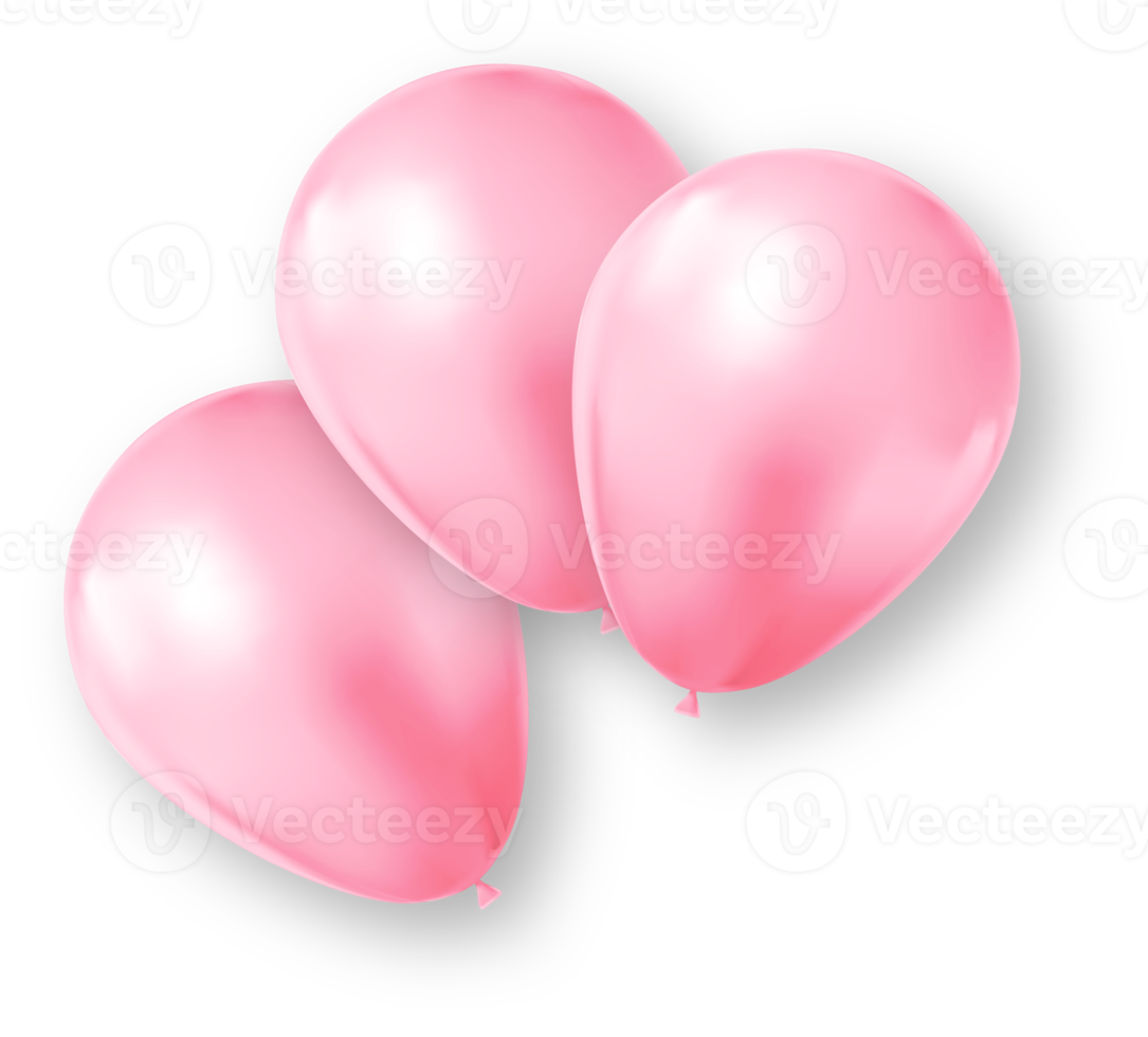 Pink Realistic Balloons with Shadow png