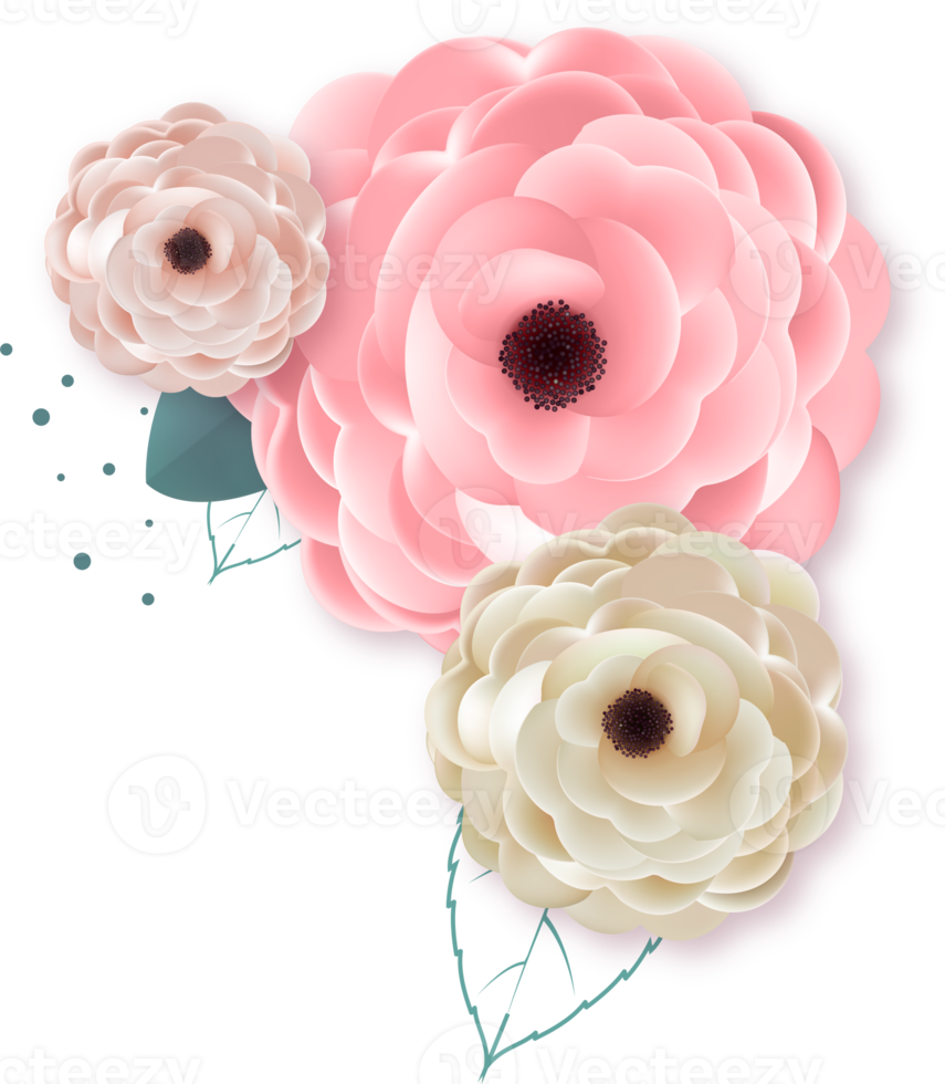 Colorful Paper Flowers with Shadow 14499304 PNG