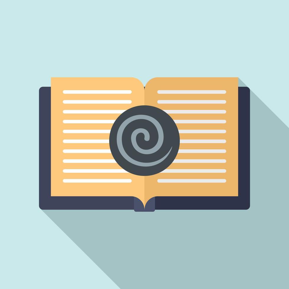 Open hypnotherapy book icon, flat style vector