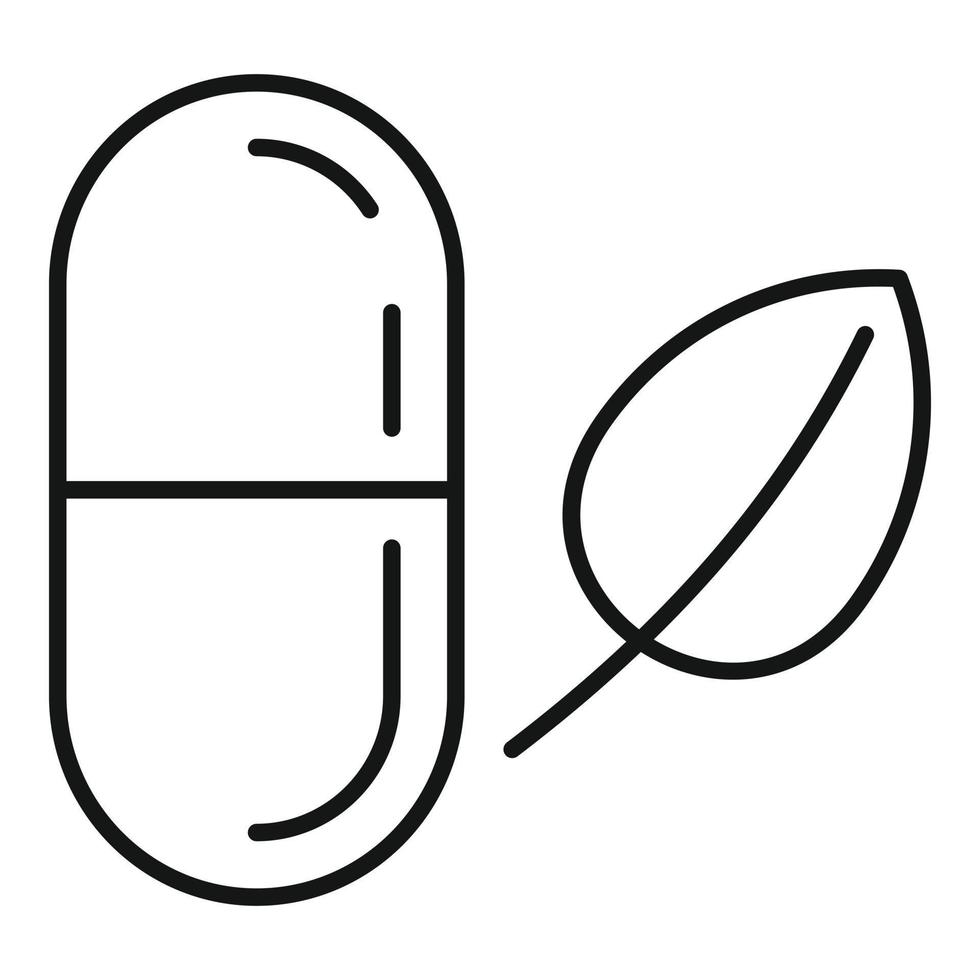 Phytotherapy capsule icon, outline style vector