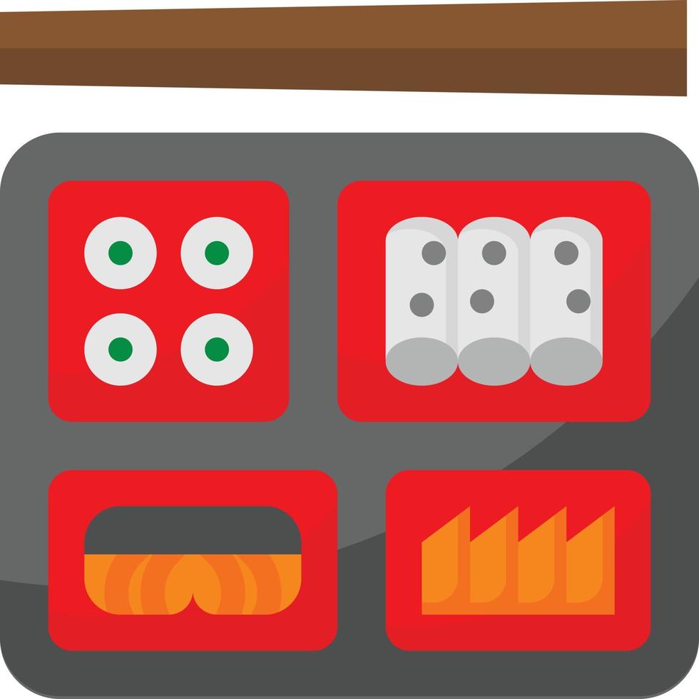 bento japanese chopsticks food delivery - flat icon vector