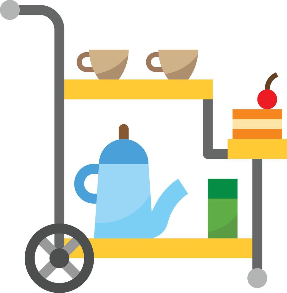 cart tea set food delivery - flat icon vector