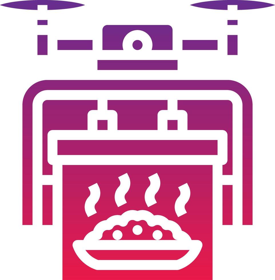 drone flying aerial food delivery - solid gradient icon vector