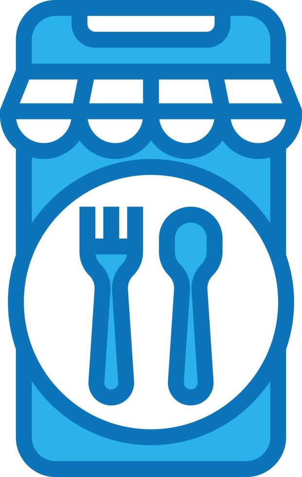 entrega de comida de restaurante móvil de aplicación - icono azul vector