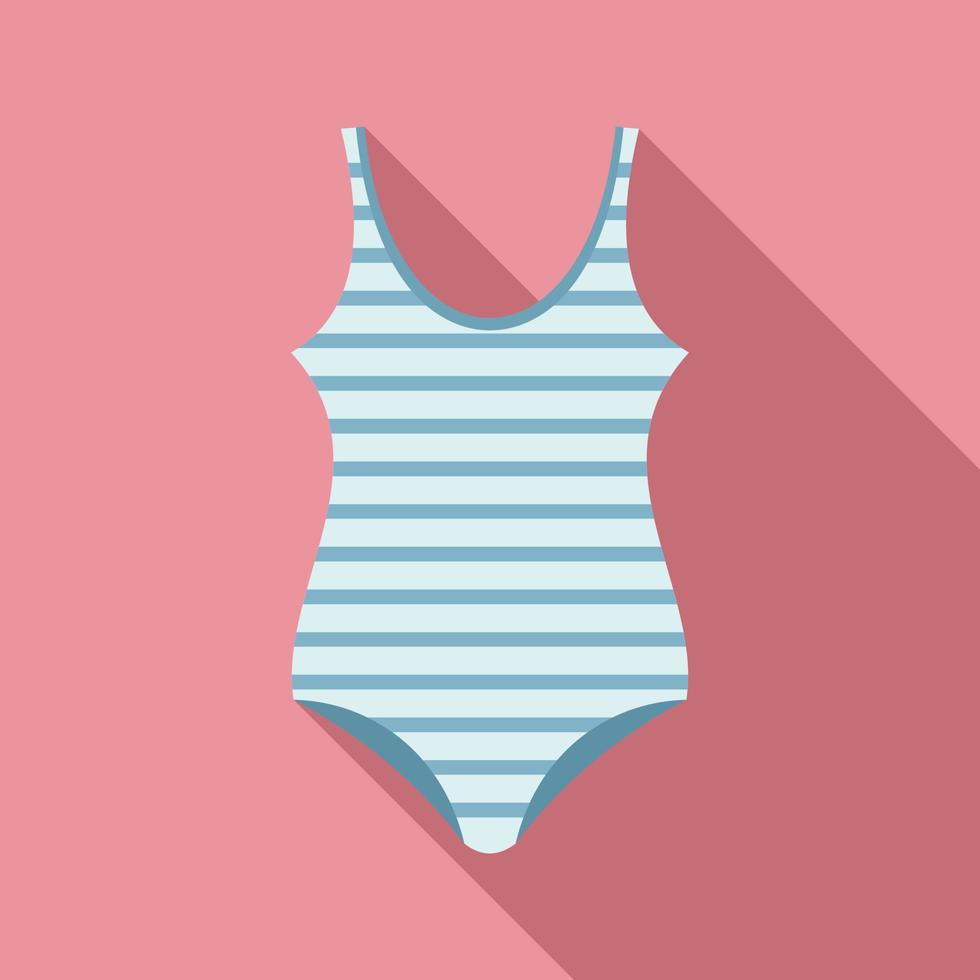 icono de traje de baño a rayas de mujer, estilo plano vector