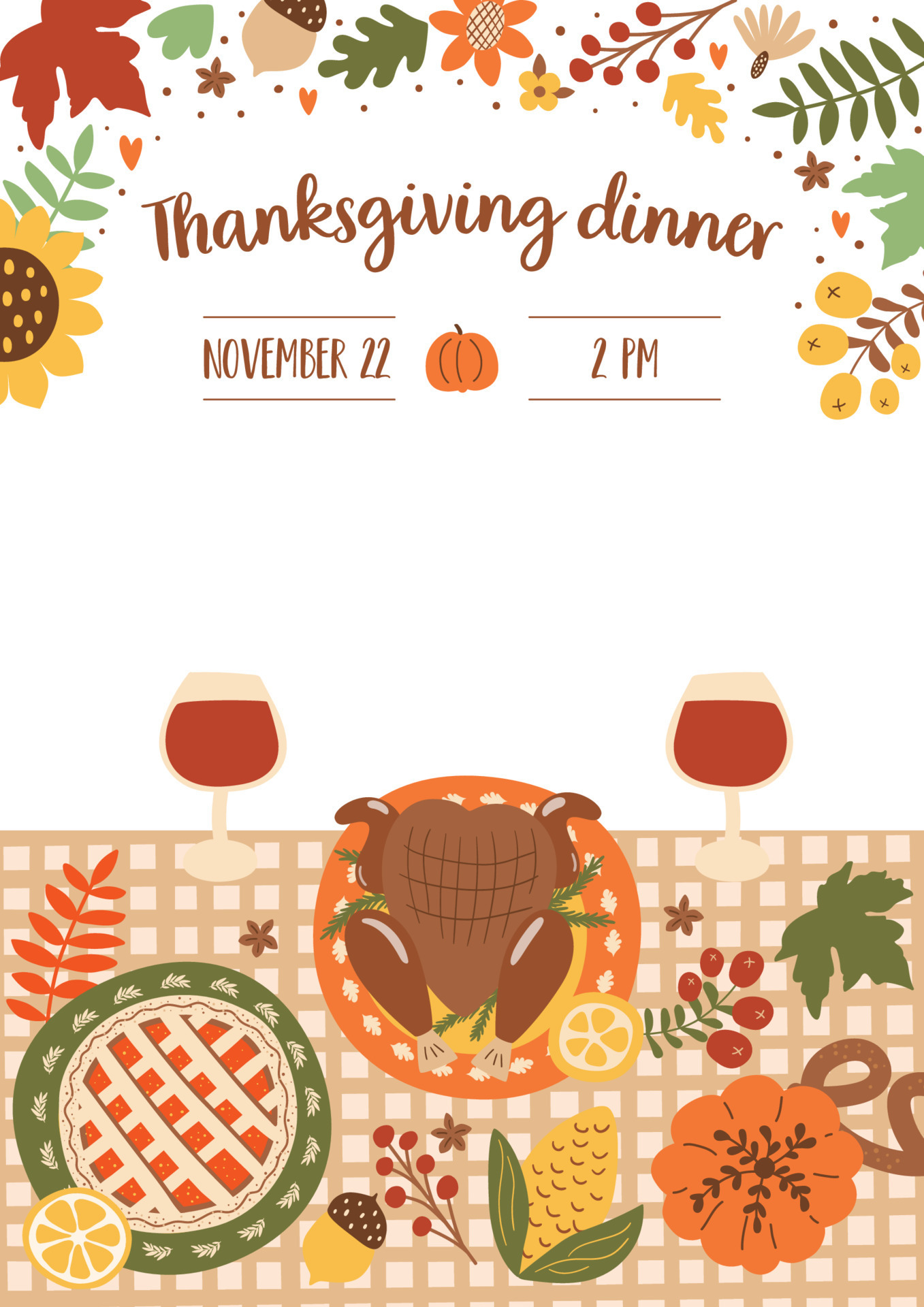 Thanksgiving dinner invitation template with thanksgiving table set Thanksgiving dinner invitation template with thanksgiving table set