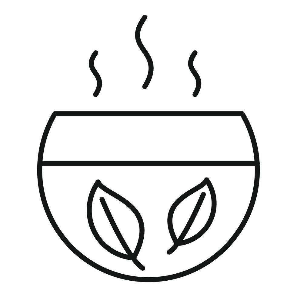 icono de té caliente a base de hierbas, estilo de esquema vector