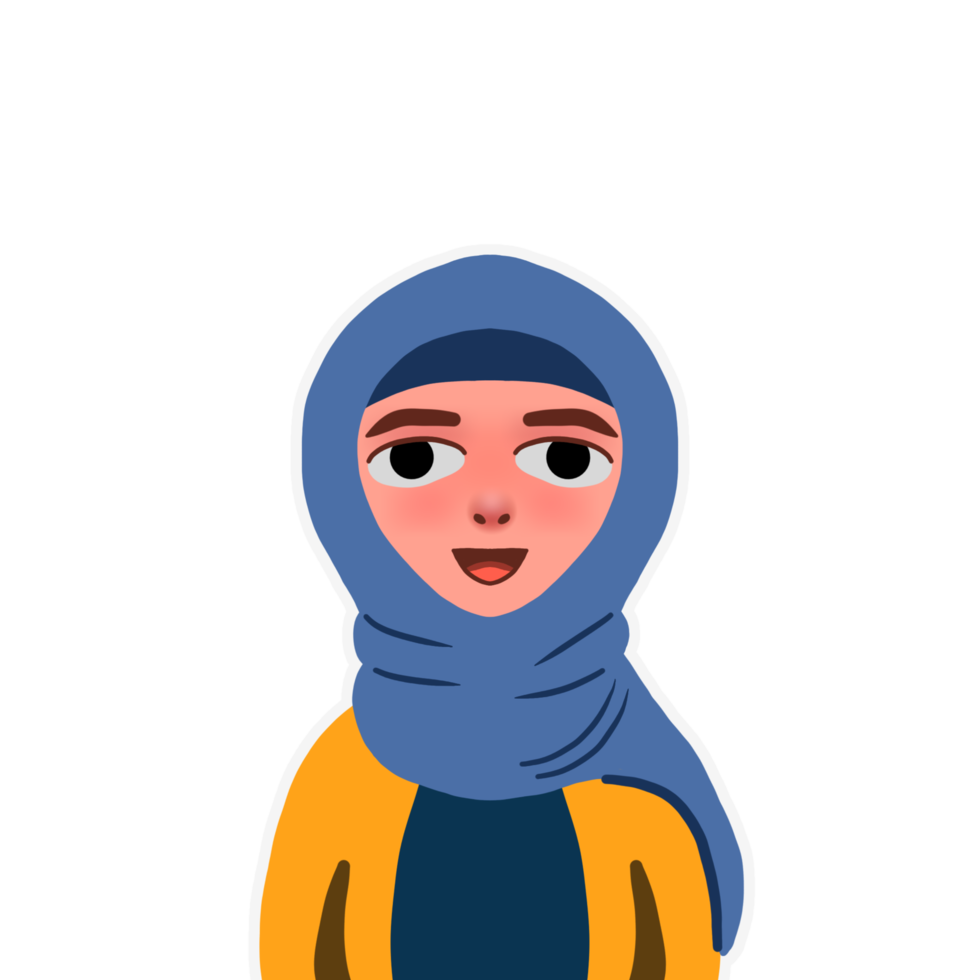 Cute Cartoon Hijab Muslimah Girl png