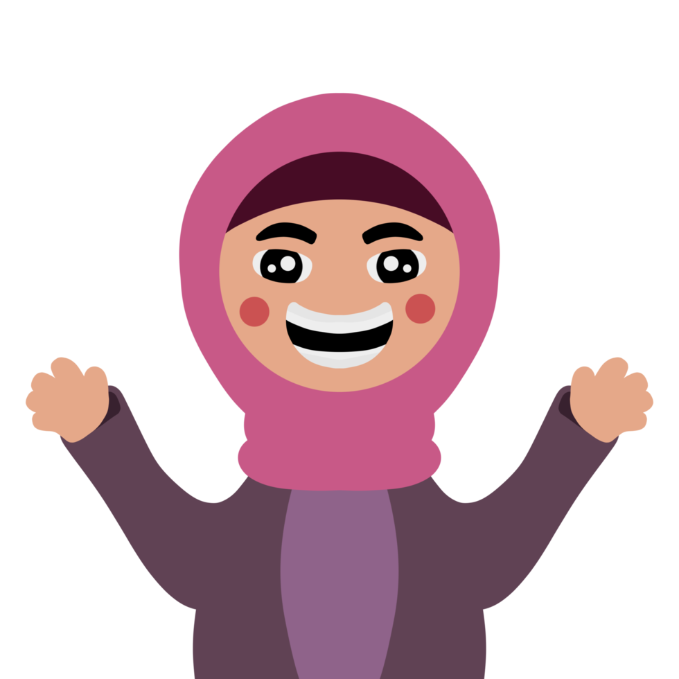 niedliches Cartoon-Hijab-Muslimah-Mädchen png