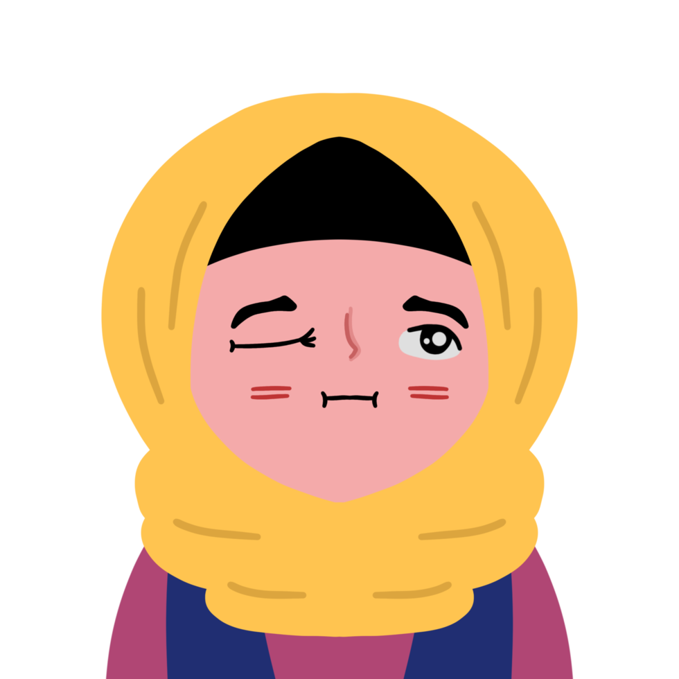 linda garota de desenho animado hijab muslimah png