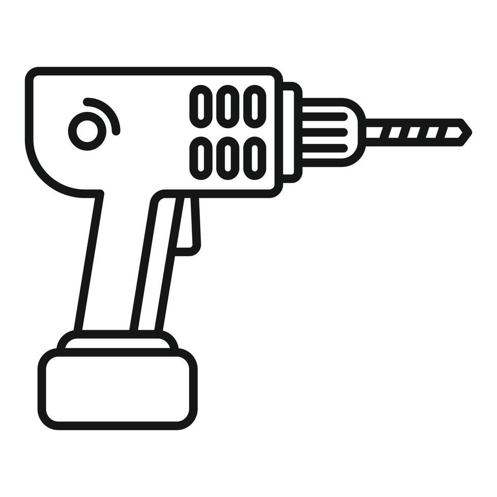 Electric drill icon, outline style vector
