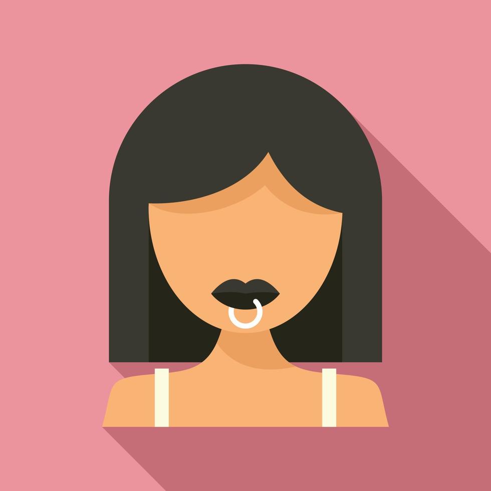 Student lips piercing icon, flat style vector