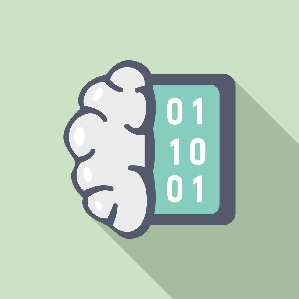 Data analysis brain icon, flat style vector