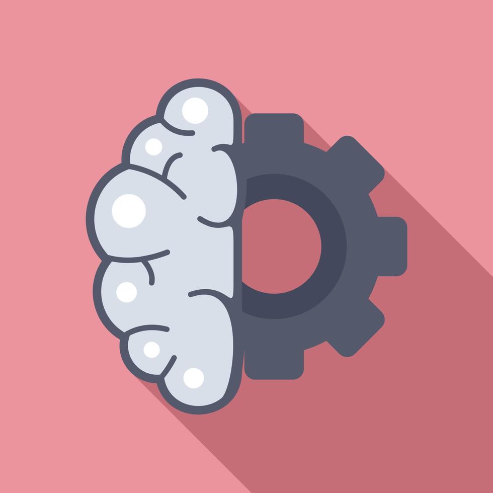 Gear brain ai icon, flat style vector