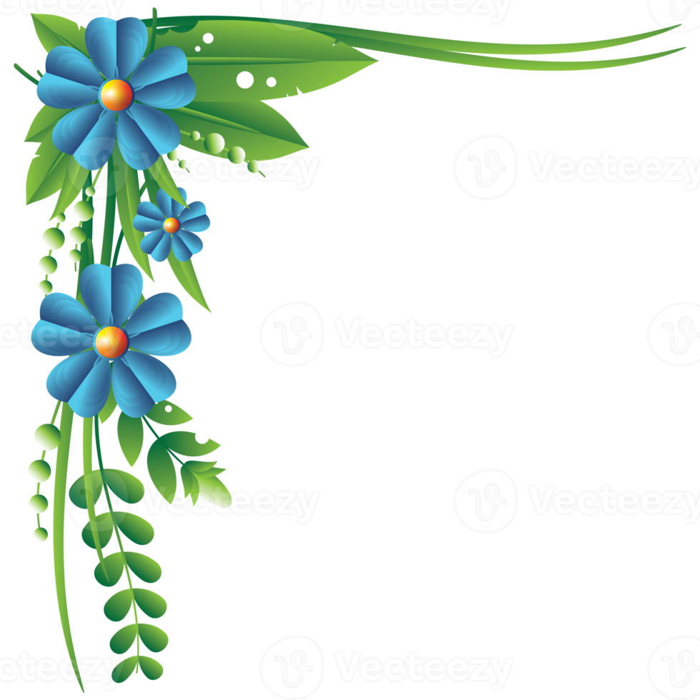 Flowers left top corner frame png