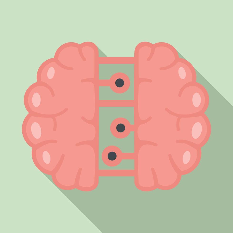 Future binary brain icon, flat style vector
