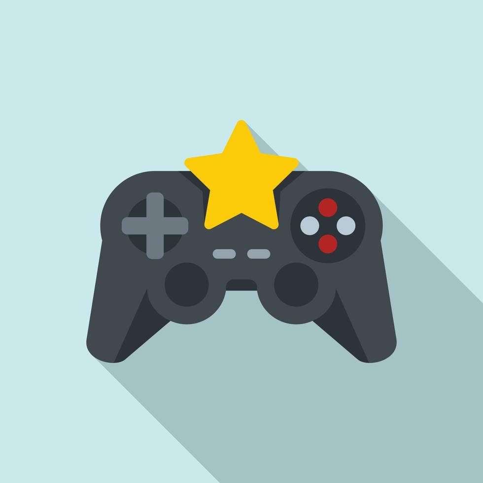 icono de joystick de videojuegos estrella, estilo plano vector