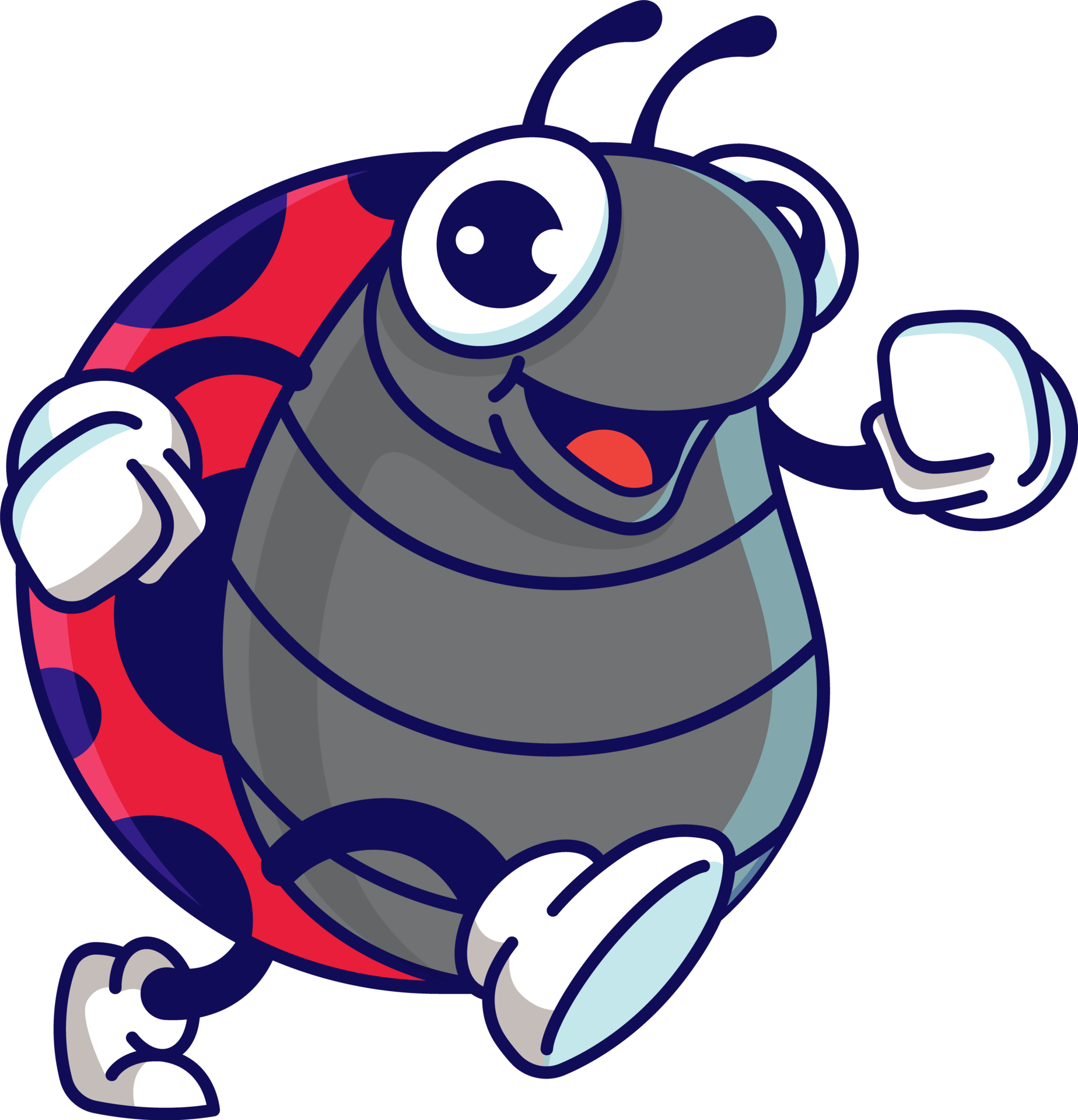 Cartoon cute big eyes ladybug walking happily mascot 14500559 PNG