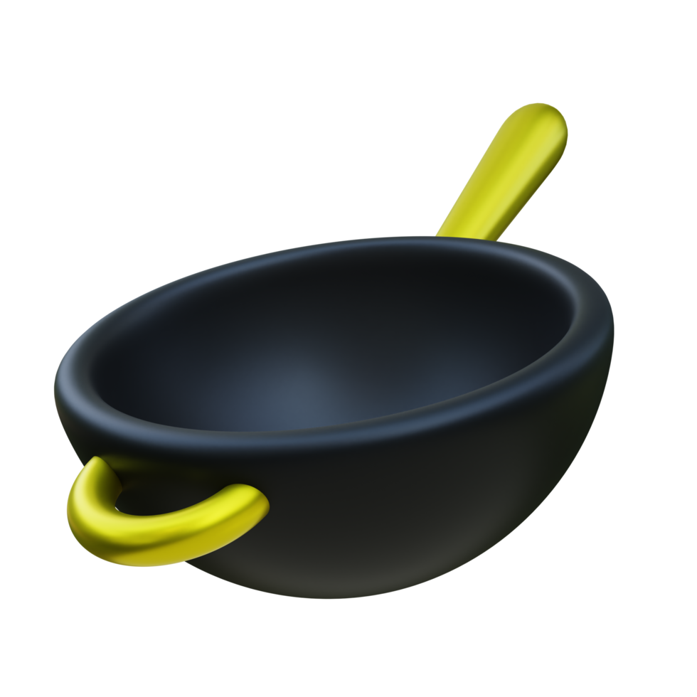 sartén de lujo o wok ilustración 3d png
