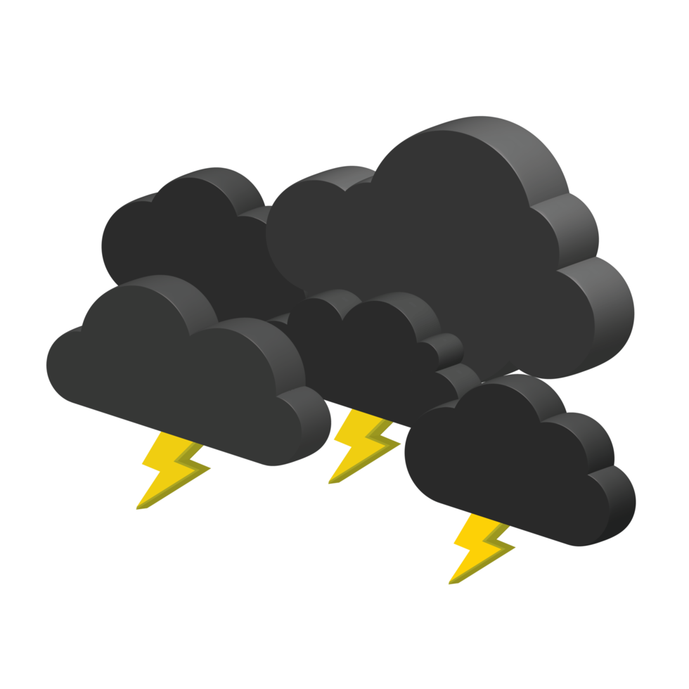 strom clouds and lighting isometric effect png