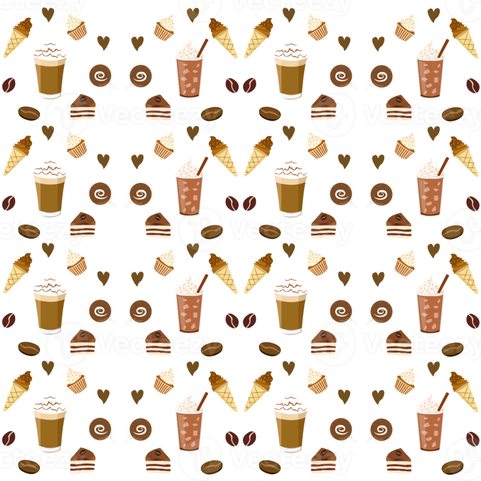 Coffee seamless pattern png