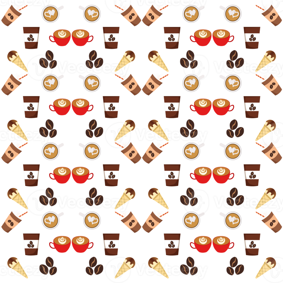 Coffee seamless pattern png