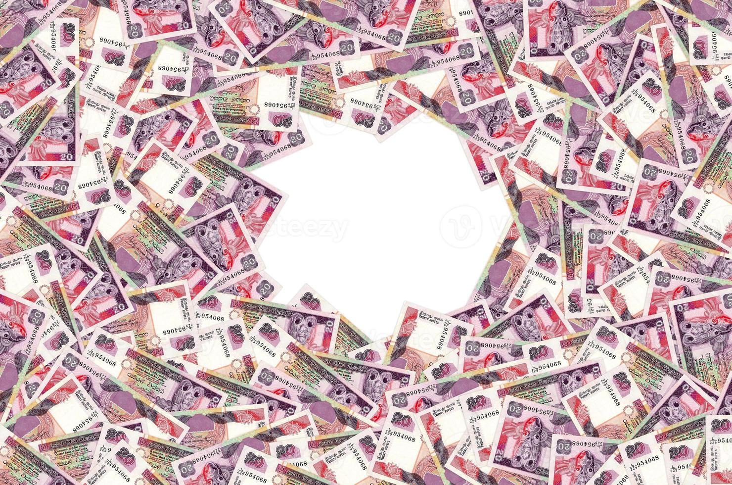 Pattern of 20 Sri Lanka rupees banknote is national currency of Sri Lanka photo