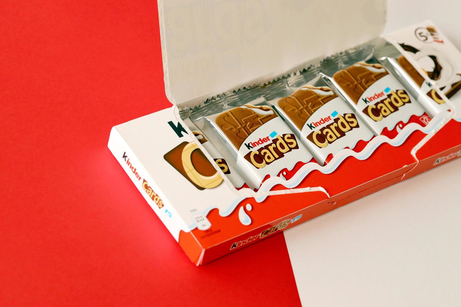 TERNOPIL, UKRAINE - JUNY 3, 2022 Kinder Chocolate Cards product pack. Kinder  is a confectionery product brand line of multinational confectionery  Ferrero. 14191013 Stock Photo at Vecteezy