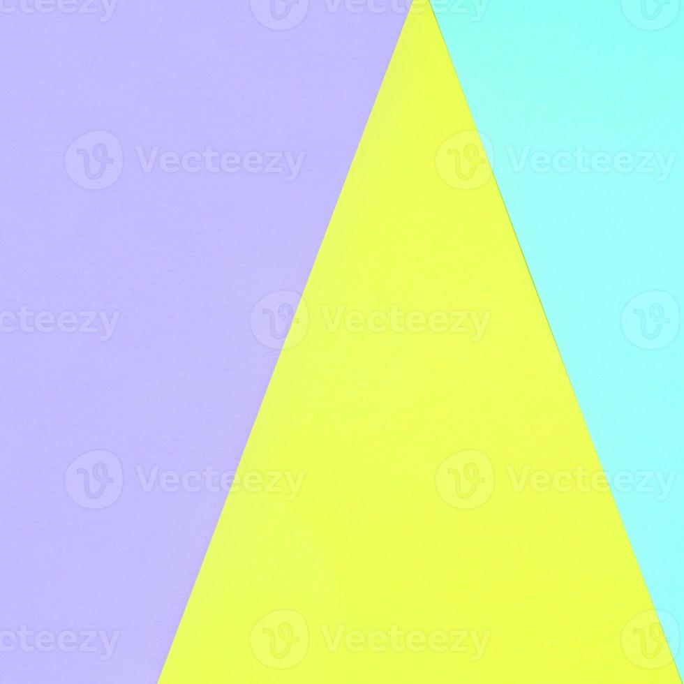 Texture background of fashion pastel colors. Violet, yellow, and blue geometric pattern papers. minimal abstract photo