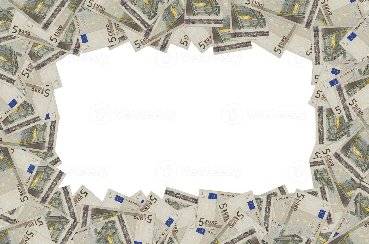 Pattern part of 5 euro banknote close-up with small brown details photo