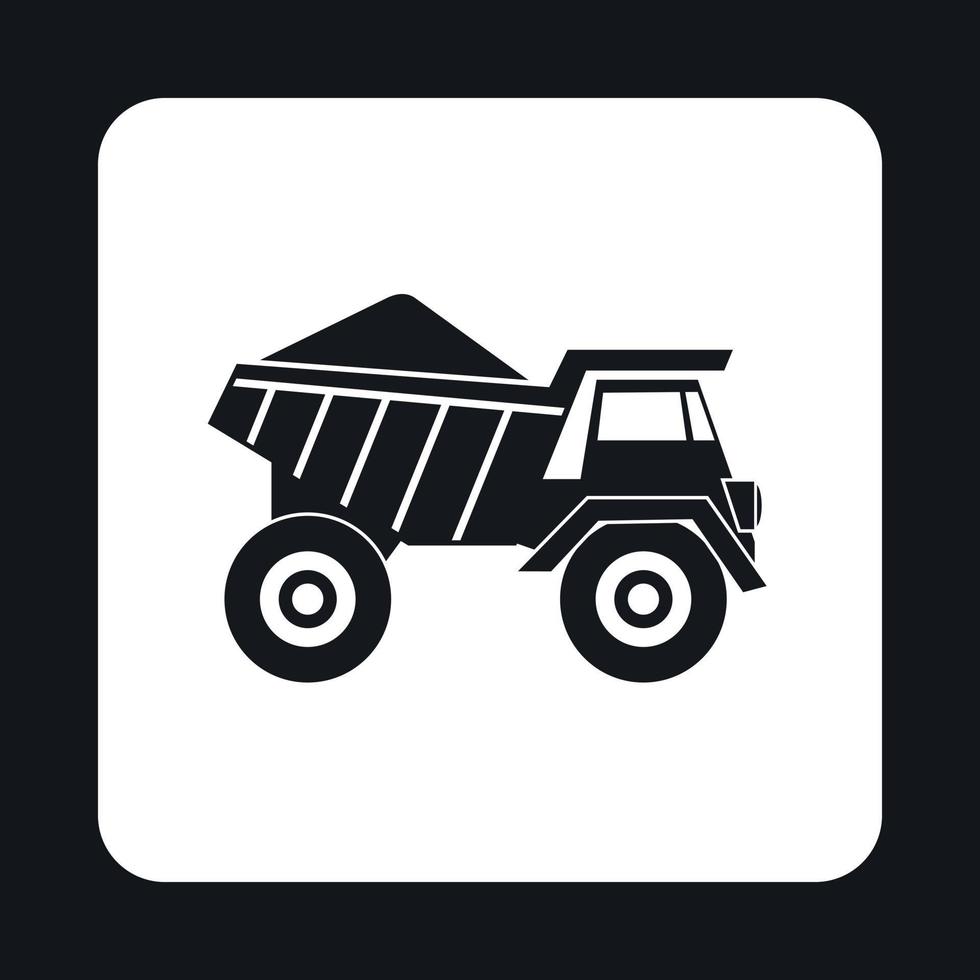 Dump truck icon, simple style vector