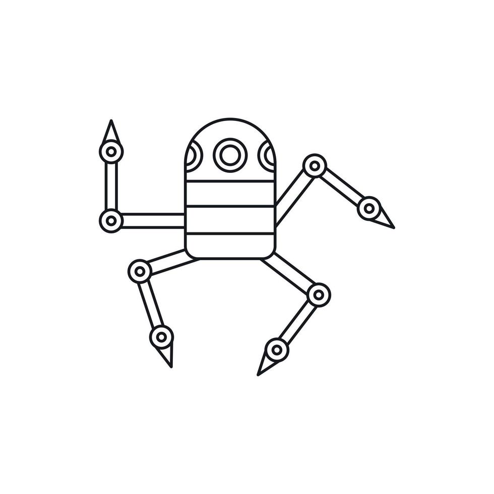 icono de araña robot, estilo de esquema vector