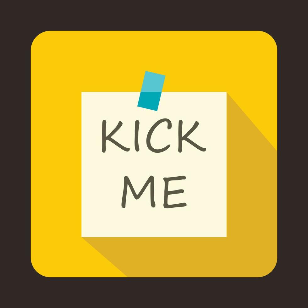 Kick me, april fools day sticker icon, flat style vector