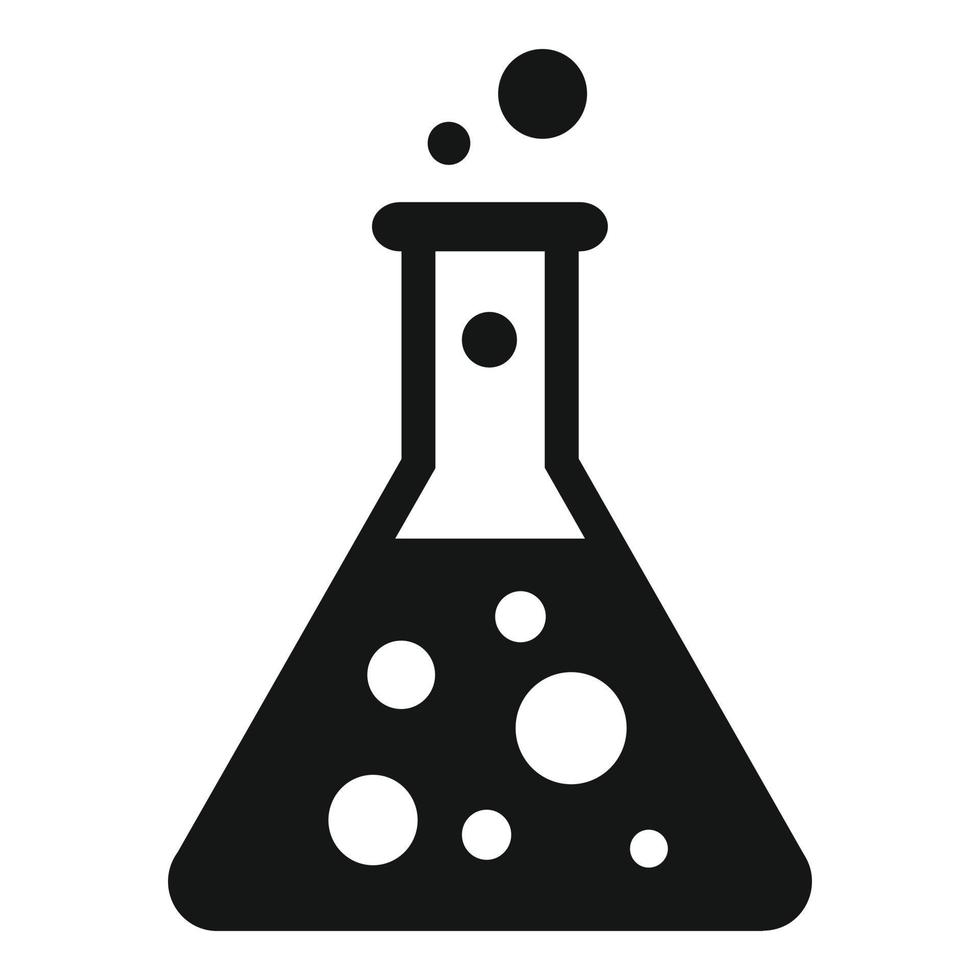 icono de exploración de matraz químico, estilo simple vector