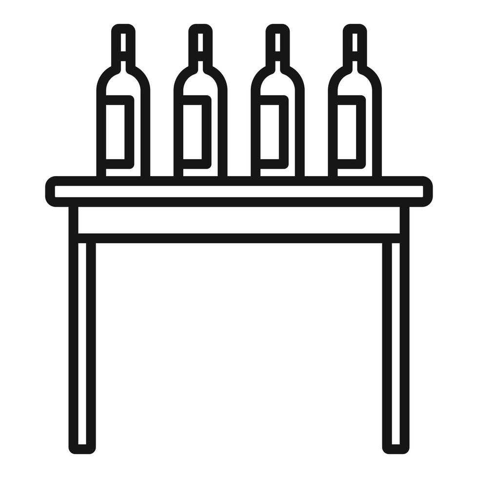 icono de mesa de botellas de vino, estilo de contorno vector
