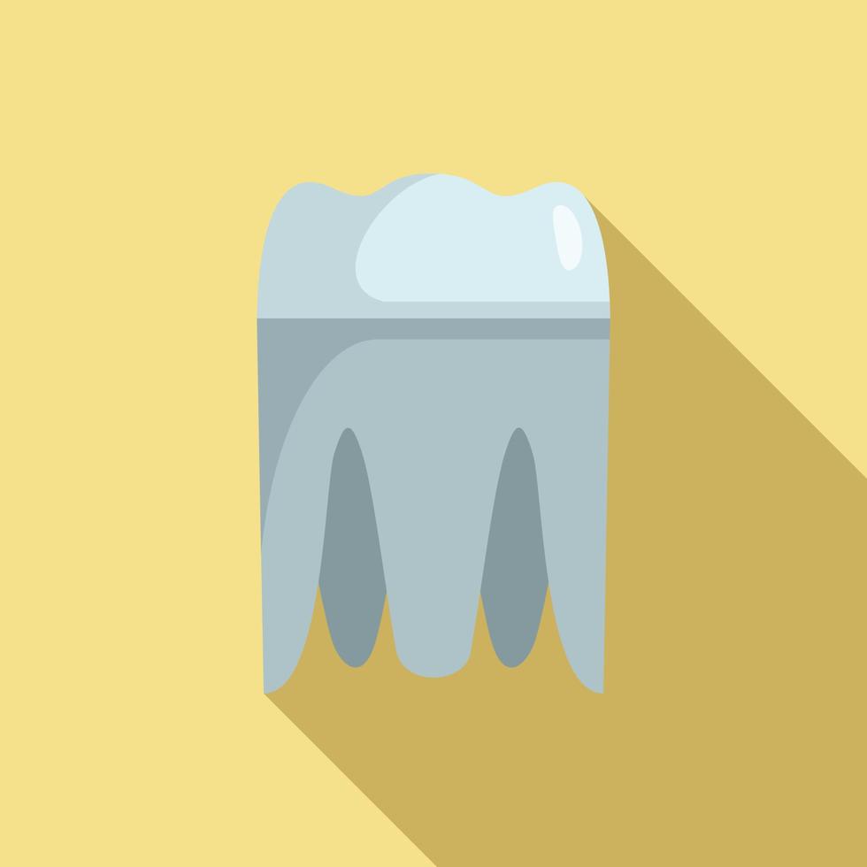 Metal tooth implant icon, flat style vector