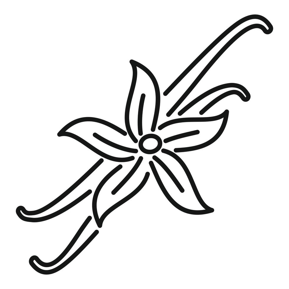 icono de flor de vainilla, estilo de esquema vector