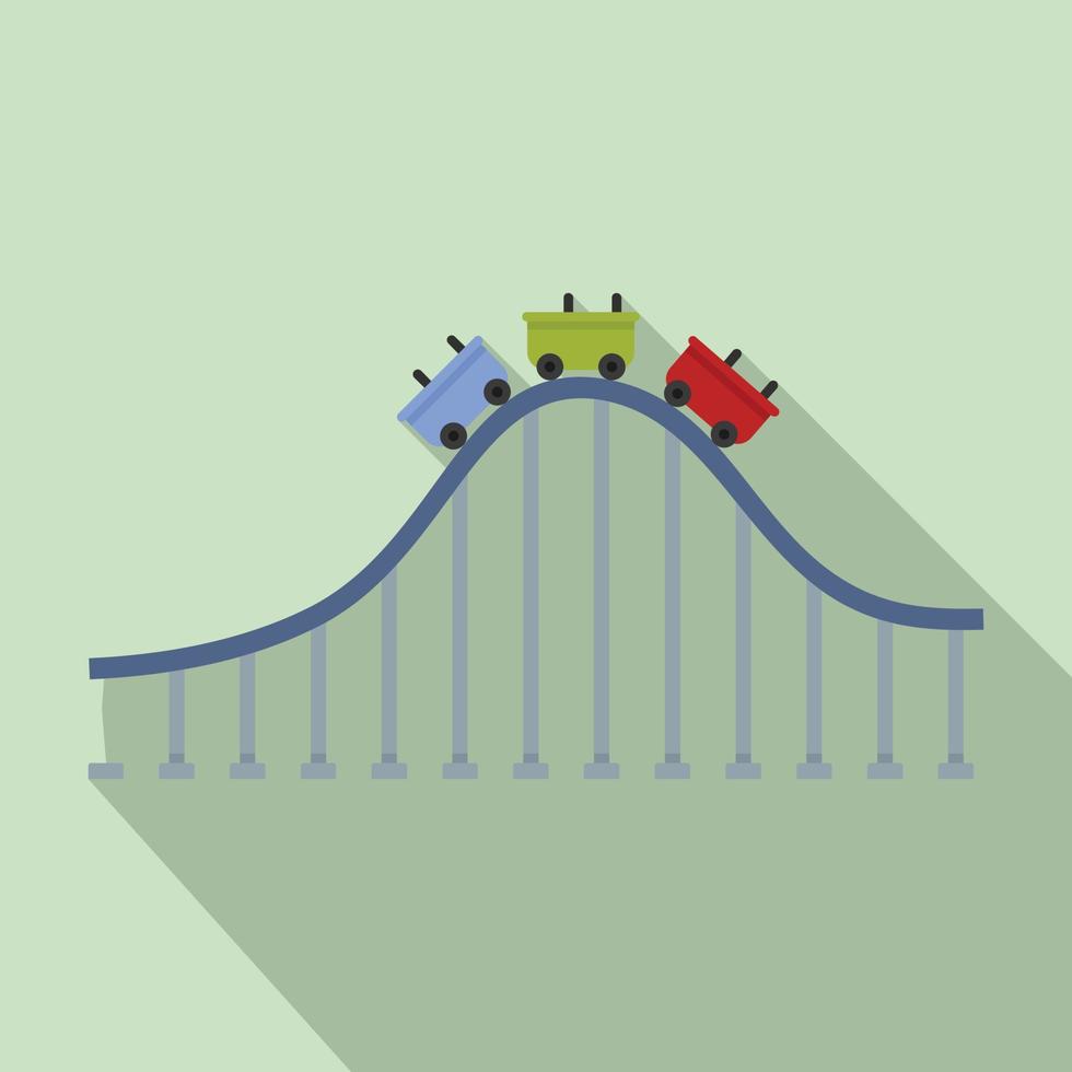 Roller coaster train icon, flat style vector