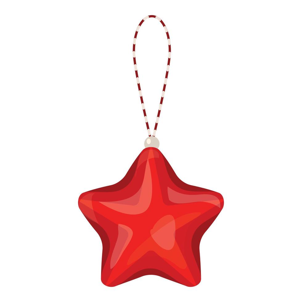 Red christmas star icon, cartoon style vector