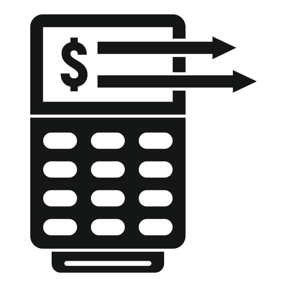 Money transfer terminal icon, simple style vector