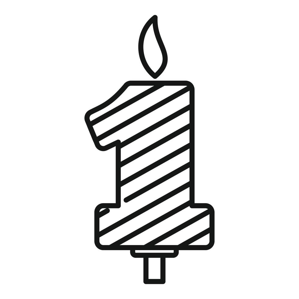 icono de vela de cumpleaños de primer año, estilo de contorno vector